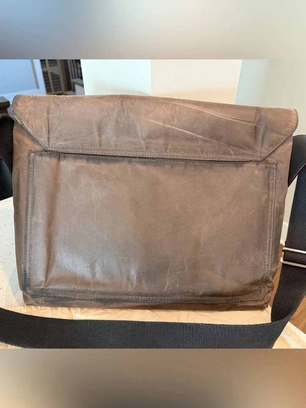 Jack Spade Brown Waxed Canvas Messenger — Dark Brown